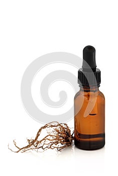 Valerian Root and Tincture Bottle