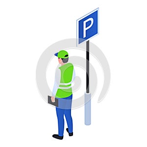 Valet man icon, isometric style