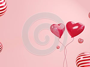 Valetine Day Couple Heart on pink background with layout copy space template for design