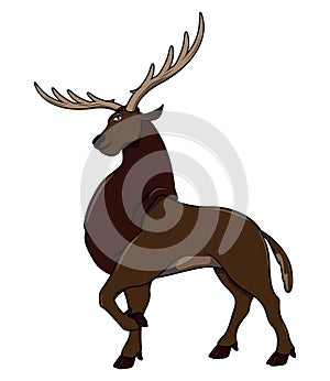 Valiant Forest Deer Color Illustration