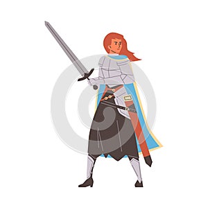 Valiant knight with sword vector illustration photo