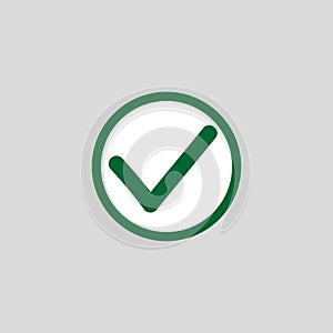 Valid Seal icon. Blue tick in blue circle. Flat OK sticker icon. Isolated on white. Accept button. Good for web and