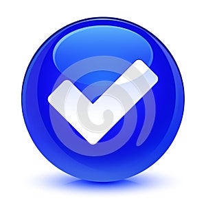 Validate icon glassy blue round button
