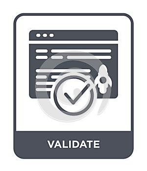 validate icon in trendy design style. validate icon isolated on white background. validate vector icon simple and modern flat photo