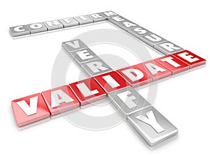 Validate Word Letter Tiles Certify Verify Confirm Measure