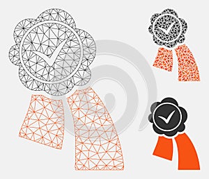 Validation Seal Vector Mesh Wire Frame Model and Triangle Mosaic Icon