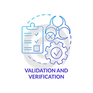 Validation and verification blue gradient concept icon