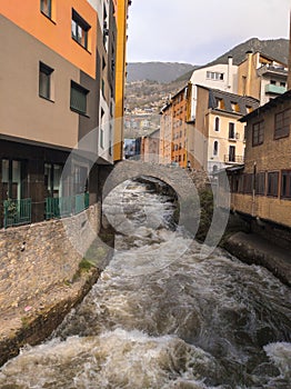 The Valira river in Andorra la Vella