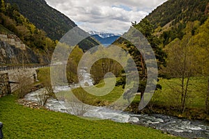 The Valira river at Ordino town in Andorra photo