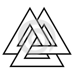 Valknut symbol triangle logo, Viking age symbol, Celtic knot icon vector from triangle tattoo