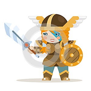 Valkyrie female warrior fantasy medieval action RPG game layered animation ready character vector illustration