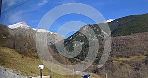 Vall de nuria train winter mountain view 4k spain
