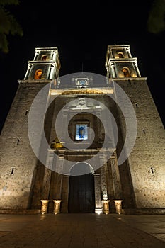 Valladolid cathedral at night photo