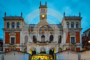 Historical and cultural city of Valladolid in Spain at night. photo