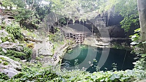 Valladolid mexico cenote panoramic view of the cave of cenote zaci