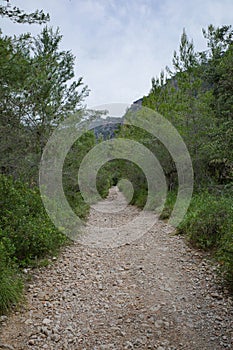 Valldemossa, Spain - 11 June, 2023: Hiking trails on the GR221 in the Tramontana Mountains, Mallorca