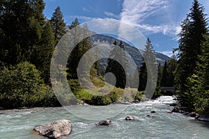 Valle d'Aosta. La Thuile. Dora river of Verney