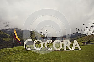 Valle de cocora sign and letters. Eje cafetero, colombia photo