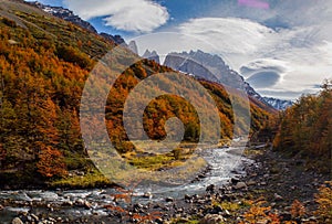 Valle de Frances valley in Torres del Paine, Patagonia, Chile.