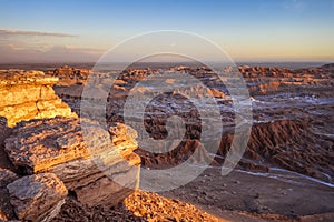 Valle de la Luna at sunset in San Pedro de Atacama, Chile