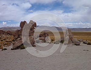 Valle de las rocas with surreal boulders at bolivian altiplano photo