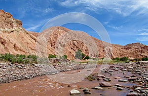 Valle Quitor river and mountains in San Pedro de Atacama