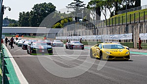 American festival of Rome, Nascar Euro championship. Racing cars on formation lap grid with