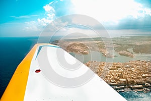 Valletta, the Capital City of Malta view from airplane clear win