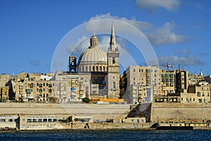 Valletta, the capital of Malta, across the Marsamxett Harbour