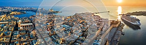 Valletta, Malta - Aerial panoramic view of Valletta with Mount Carmel church, St.Paul`s and St.John`s Cathedral photo