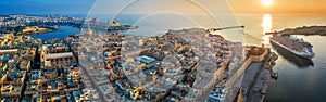 Valletta, Malta - Aerial panoramic view of Valletta with Mount Carmel church, St.Paul`s and St.John`s Cathedral