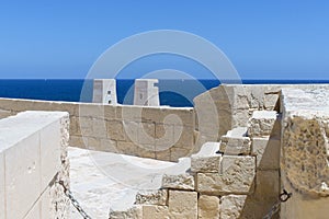 Valletta, Malta, August 2019. The platform on top of the wall of the fort of St. Elmo.