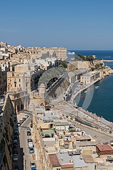 Valletta, Malta. Grand harbor entrance, view from Upper Barrakka Gardens