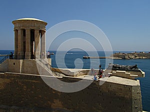 VALLETTA, MALTA - Jul 14, 2013: The Siege Bell memorial, located in Valletta, at the entrance of the Grand Harbour