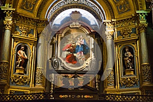 Art inside the Valletta Cathedral in Malta
