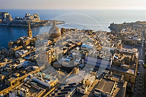 Valletta, Malta - Our Lady of Mount Carmel church and St.Paul`s Cathedral from above