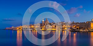 Valletta, Malta - Panoramic skyline view of the famous St.Paul`s Cathedral