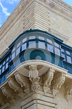 Detail of a traditional balcony, Palacio del Gran Maestre, La Valeta, isla de Malta photo
