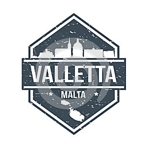 Valletta Malta Travel Stamp Icon Skyline City Design Tourism Badge Rubber.