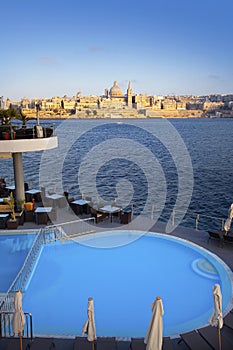 Valletta from swimming pool in Sliema