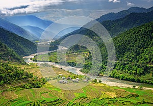 Bhutan nature landscape of valley