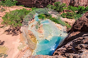 Valley of the blue water Havasu falls, Grand Canyon, Arizona