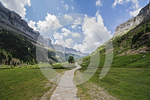 Valley of `Cola de Caballo` between two mountain range