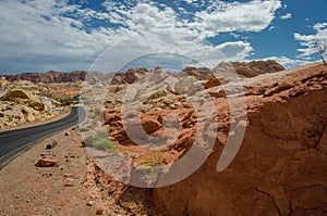 valley of fire road and clouds