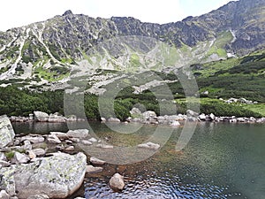 Valley of five ponds in the Tatra Mountains Europe Poland. Beautiful mountain