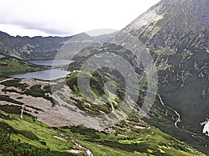 Valley of five ponds in the Tatra Mountains Europe Poland. Beautiful mountain