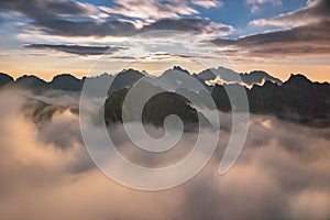 Inversion in the mountains under the light of the moon