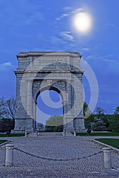 Valley Forge National Memorial Arch in Moonlight