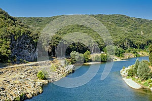 Valley of Gardon River near Pont du Gard