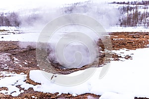 Valley of Geysers Haukadalur in the south of Iceland